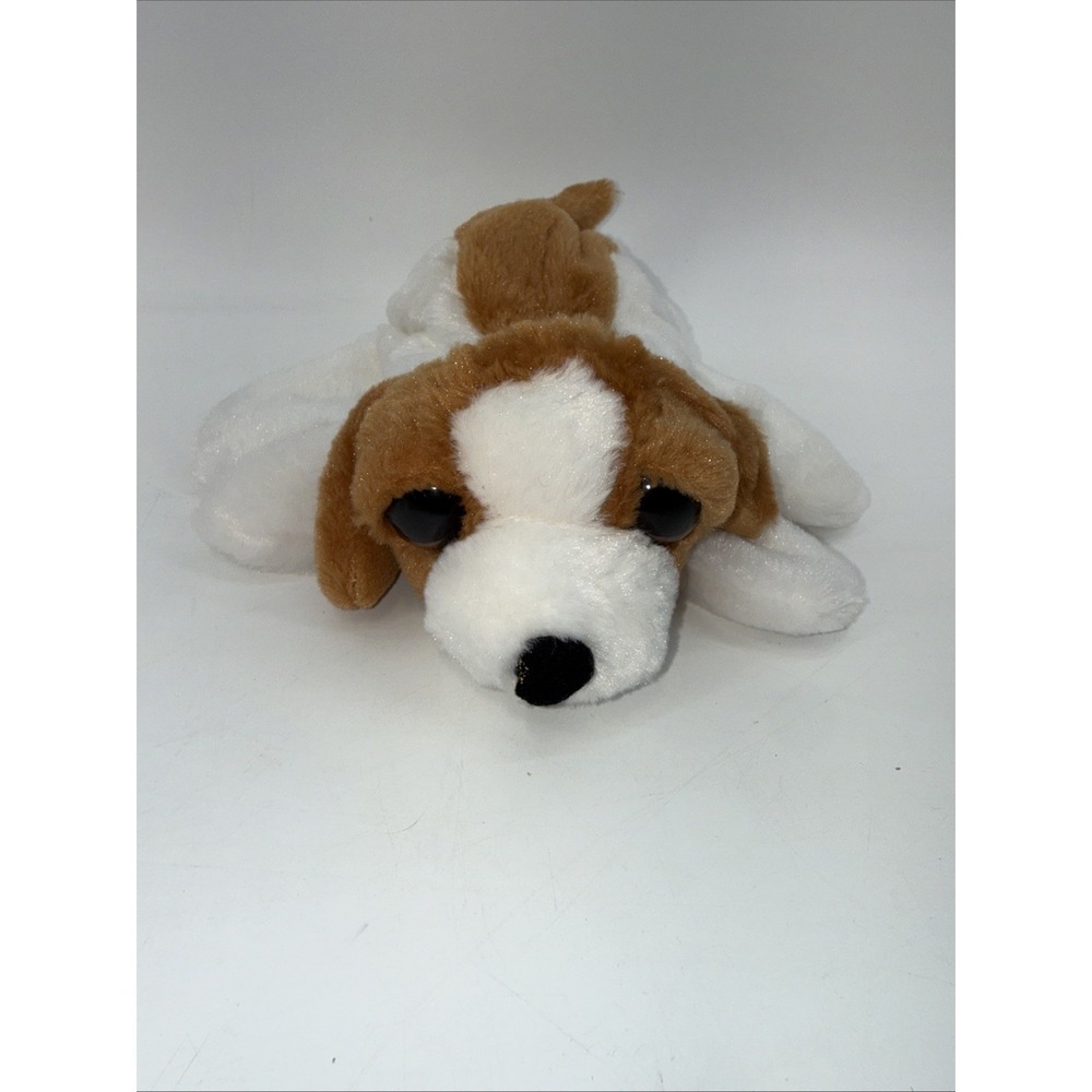 Big Eyed Puppy Dog hand puppet soft plush Caltoy ....brown And  white 9"